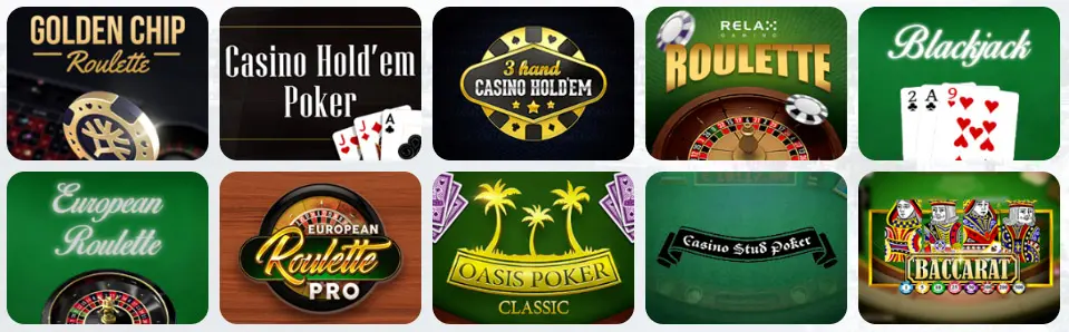 Bordspill på SLOTBOX CASINO