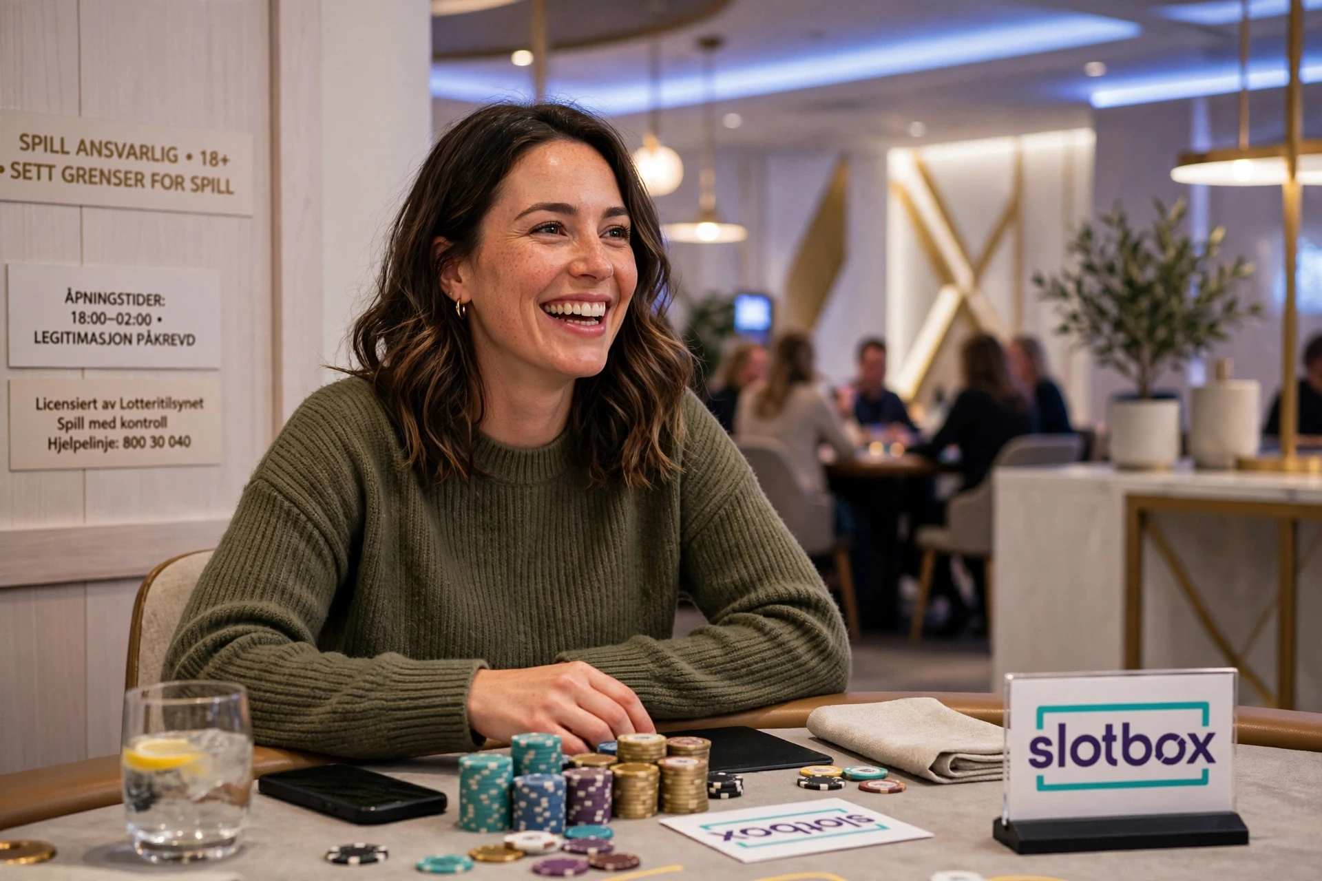 bonus i hendene på en mann på Slotbox Casino
